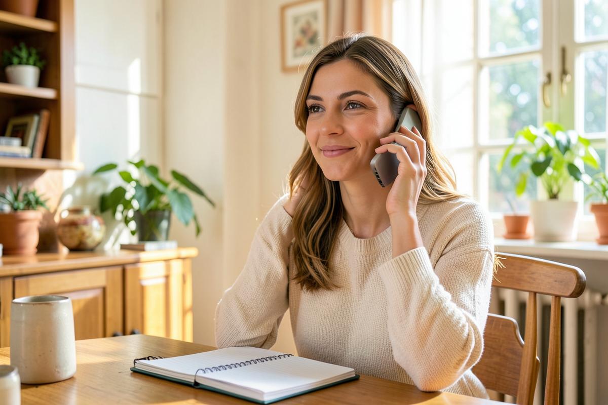 Una familiare parla al telefono e prende appunti